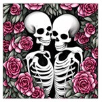 black and white rose sugar skull Square Satin Scarf (36  x 36 )