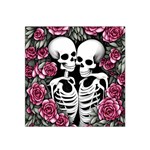 black and white rose sugar skull Satin Bandana Scarf 22  x 22 