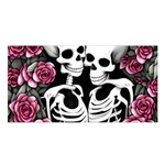 black and white rose sugar skull Satin Shawl 45  x 80 