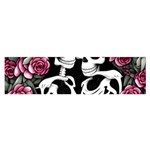 black and white rose sugar skull Oblong Satin Scarf (16  x 60 )