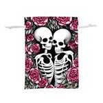 black and white rose sugar skull Lightweight Drawstring Pouch (S)