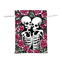 black and white rose sugar skull Lightweight Drawstring Pouch (L) from ArtsNow.com Front