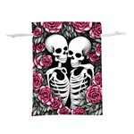 black and white rose sugar skull Lightweight Drawstring Pouch (L)