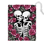 black and white rose sugar skull Drawstring Pouch (4XL)