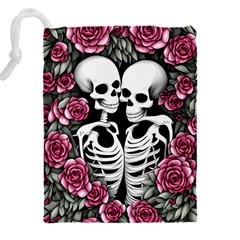 black and white rose sugar skull Drawstring Pouch (4XL) from ArtsNow.com Back