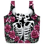 black and white rose sugar skull Full Print Recycle Bag (XXL)