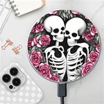 black and white rose sugar skull Wireless Fast Charger(White)