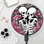 black and white rose sugar skull Wireless Fast Charger(Black)