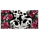 black and white rose sugar skull Banner and Sign 4  x 2 