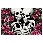 black and white rose sugar skull Banner and Sign 6  x 4 