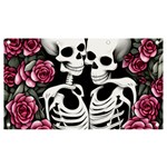 black and white rose sugar skull Banner and Sign 7  x 4 