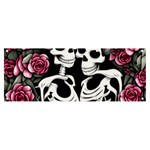 black and white rose sugar skull Banner and Sign 8  x 3 