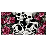 black and white rose sugar skull Banner and Sign 8  x 4 