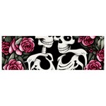 black and white rose sugar skull Banner and Sign 9  x 3 