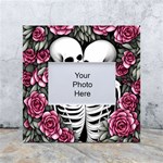 black and white rose sugar skull White Box Photo Frame 4  x 6 