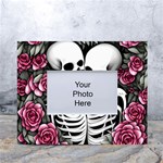 black and white rose sugar skull White Tabletop Photo Frame 4 x6 