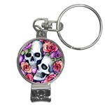 Floral Skeletons Nail Clippers Key Chain