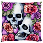 Floral Skeletons Large Premium Plush Fleece Cushion Case (Two Sides)