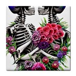 Gothic Floral Skeletons Tile Coaster