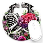 Gothic Floral Skeletons Round Mousepad