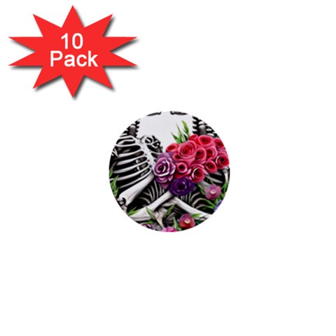 Gothic Floral Skeletons 1  Mini Buttons (10 pack)  from ArtsNow.com Front