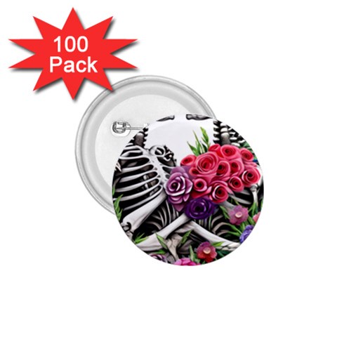 Gothic Floral Skeletons 1.75  Buttons (100 pack)  from ArtsNow.com Front