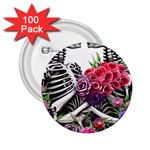 Gothic Floral Skeletons 2.25  Buttons (100 pack) 