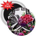 Gothic Floral Skeletons 3  Magnets (10 pack) 