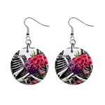 Gothic Floral Skeletons Mini Button Earrings