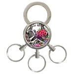 Gothic Floral Skeletons 3-Ring Key Chain