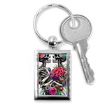 Gothic Floral Skeletons Key Chain (Rectangle)