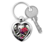 Gothic Floral Skeletons Key Chain (Heart)