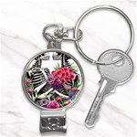 Gothic Floral Skeletons Nail Clippers Key Chain