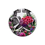 Gothic Floral Skeletons Rubber Round Coaster (4 pack)