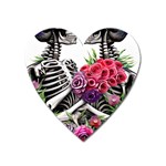 Gothic Floral Skeletons Heart Magnet