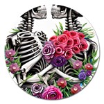 Gothic Floral Skeletons Magnet 5  (Round)