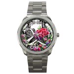 Gothic Floral Skeletons Sport Metal Watch