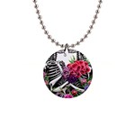 Gothic Floral Skeletons 1  Button Necklace