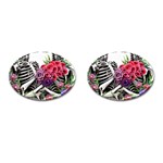 Gothic Floral Skeletons Cufflinks (Oval)