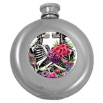 Gothic Floral Skeletons Round Hip Flask (5 oz)