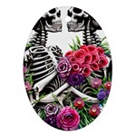 Gothic Floral Skeletons Oval Ornament (Two Sides)