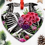 Gothic Floral Skeletons Heart Ornament (Two Sides)