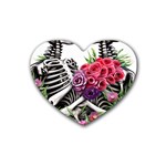 Gothic Floral Skeletons Rubber Coaster (Heart)