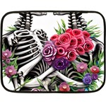 Gothic Floral Skeletons One Side Fleece Blanket (Mini)