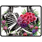 Gothic Floral Skeletons One Side Fleece Blanket (Large)