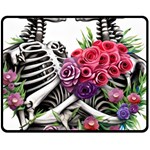 Gothic Floral Skeletons One Side Fleece Blanket (Medium)