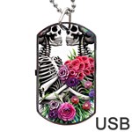 Gothic Floral Skeletons Dog Tag USB Flash (One Side)