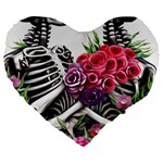 Gothic Floral Skeletons Large 19  Premium Heart Shape Cushions