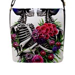 Gothic Floral Skeletons Flap Closure Messenger Bag (L)