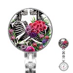 Gothic Floral Skeletons Stainless Steel Nurses Watch